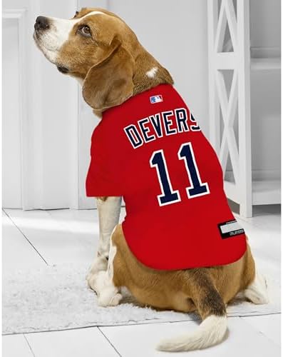 MLBPA Dog Jersey - Rafael Devers Calcaño #11 Pet Jersey - MLB Boston Red Sox Cat Mesh Jersey, Large