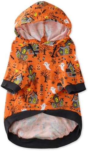 Pet Passion Rocky – The Original Lightweight Hooded Tee 100% Organic Cotton Dog Hoodie Pet Coat Sweater for All Sized Dogs, Spooky, X-Small (5-12 lbs)