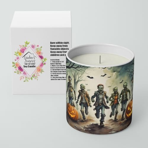 Caroline's Treasures DAC2289CDL Zombies Spooky Halloween Decorative Soy Candle Nature Soy Wax Essential Oil Home Decor Ideal for Bedroom Kitchen Bath Office Gift, 10 oz