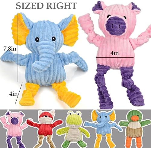 LECHONG 5 Pack Tough Dog Toys Stuffed Squeaky Dog Toys Assortment Plush Animal Dog Toy Value Bundle Puppy Pet Dog Toys for Small Medium Large Dogs
