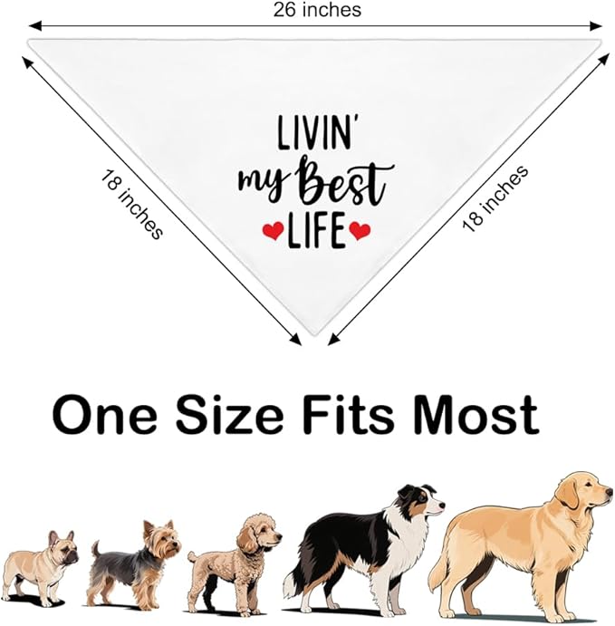 Livin' My Best Life White Dog Bandana, Sunshine Dog Bandanas Accessories - Image 2
