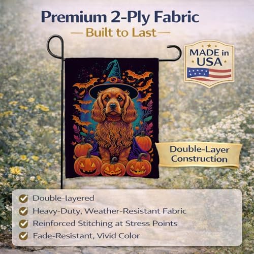 Caroline's Treasures DAC1498GF Cocker Spaniel Witchy Halloween Garden Flag Mailbox Flag Decorative Yard Flag Banner Outside Patio Artwork Yard Flower Beds, Garden Size, Multicolor