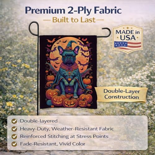 Caroline's Treasures DAC1506GF Black French Bulldog Witchy Halloween Garden Flag Mailbox Flag Decorative Yard Flag Banner Outside Patio Artwork Yard Flower Beds, Garden Size, Multicolor
