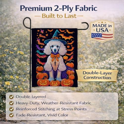 Caroline's Treasures DAC1525GF White Standard Poodle Witchy Halloween Garden Flag Mailbox Flag Decorative Yard Flag Banner Outside Patio Artwork Yard Flower Beds, Garden Size, Multicolor