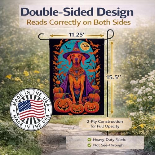 Caroline's Treasures DAC1539GF Vizsla Witchy Halloween Garden Flag Mailbox Flag Decorative Yard Flag Banner Outside Patio Artwork Yard Flower Beds, Garden Size, Multicolor