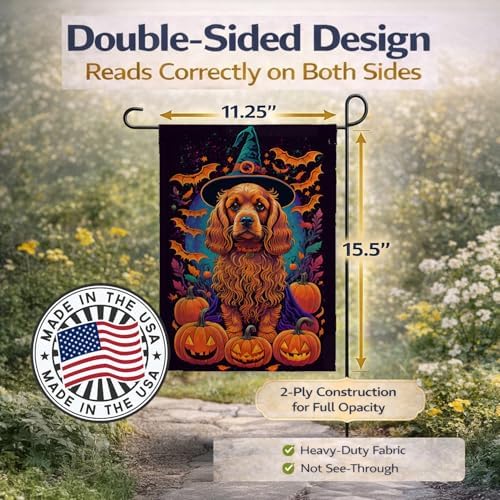 Caroline's Treasures DAC1498GF Cocker Spaniel Witchy Halloween Garden Flag Mailbox Flag Decorative Yard Flag Banner Outside Patio Artwork Yard Flower Beds, Garden Size, Multicolor