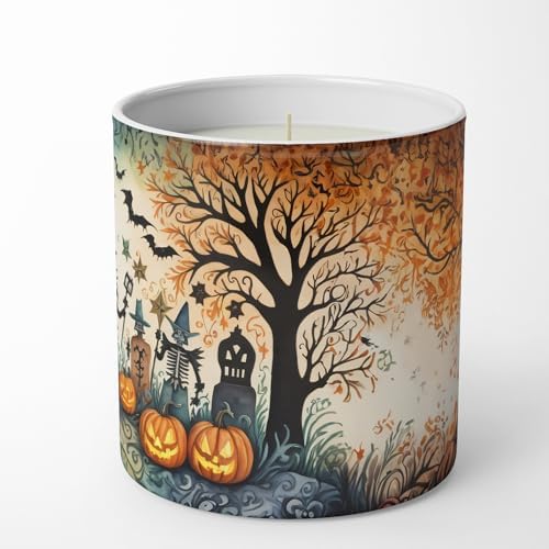 Caroline's Treasures DAC2266CDL Papel Picado Skeletons Spooky Halloween Decorative Soy Candle Nature Soy Wax Essential Oil Home Decor Ideal for Bedroom Kitchen Bath Office Gift, 10 oz
