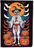 Caroline's Treasures DAC1487CHF White Boxer Witchy Halloween House Flag Large Porch Sleeve Pole Decorative Outside Yard Banner Artwork Wall Hanging, Polyester, House Size, Multicolor