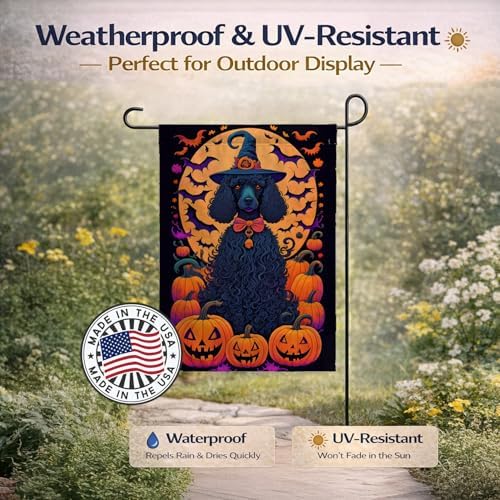 Caroline's Treasures DAC1524GF Black Standard Poodle Witchy Halloween Garden Flag Mailbox Flag Decorative Yard Flag Banner Outside Patio Artwork Yard Flower Beds, Garden Size, Multicolor