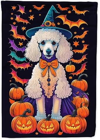 Caroline's Treasures DAC1525GF White Standard Poodle Witchy Halloween Garden Flag Mailbox Flag Decorative Yard Flag Banner Outside Patio Artwork Yard Flower Beds, Garden Size, Multicolor
