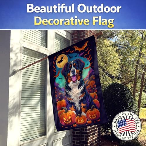 Caroline's Treasures DAC1480CHF Bernese Mountain Dog Witchy Halloween House Flag Large Porch Sleeve Pole Decorative Outside Yard Banner Artwork Wall Hanging, Polyester, House Size, Multicolor