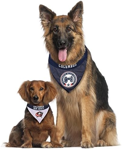 Pets First NHL Columbus Blue Jackets Reversible Dog & Cat Bandana, Small/Medium, Blue, Poly-Cotton, Mesh, Modern, Unisex, All Seasons, Machine Wash, Pull Over, Small/Large, Bandana