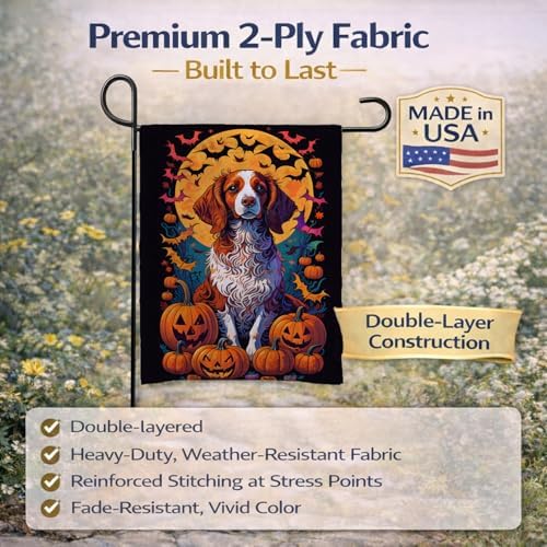 Caroline's Treasures DAC1490GF Brittany Spaniel Witchy Halloween Garden Flag Mailbox Flag Decorative Yard Flag Banner Outside Patio Artwork Yard Flower Beds, Garden Size, Multicolor
