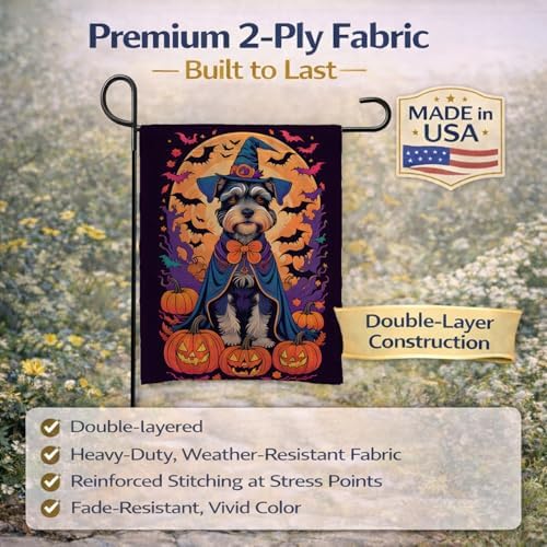 Caroline's Treasures DAC1531GF Schnauzer Witchy Halloween Garden Flag Mailbox Flag Decorative Yard Flag Banner Outside Patio Artwork Yard Flower Beds, Garden Size, Multicolor