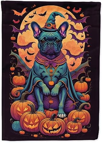 Caroline's Treasures DAC1506GF Black French Bulldog Witchy Halloween Garden Flag Mailbox Flag Decorative Yard Flag Banner Outside Patio Artwork Yard Flower Beds, Garden Size, Multicolor