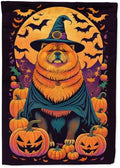 Caroline's Treasures DAC1497CHF Chow Chow Witchy Halloween House Flag Large Porch Sleeve Pole Decorative Outside Yard Banner Artwork Wall Hanging, Polyester, House Size, Multicolor