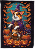 Caroline's Treasures DAC1499GF Corgi Witchy Halloween Garden Flag Mailbox Flag Decorative Yard Flag Banner Outside Patio Artwork Yard Flower Beds, Garden Size, Multicolor