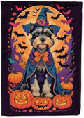 Caroline's Treasures DAC1531GF Schnauzer Witchy Halloween Garden Flag Mailbox Flag Decorative Yard Flag Banner Outside Patio Artwork Yard Flower Beds, Garden Size, Multicolor