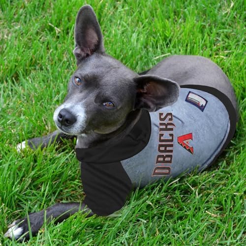 MLB Hoodie Shirt for Dogs & Cats - Arizona Diamondbacks Dog Hooded T-Shirt, Large. - MLB Team Color Hoody Vest for Baseball Fans