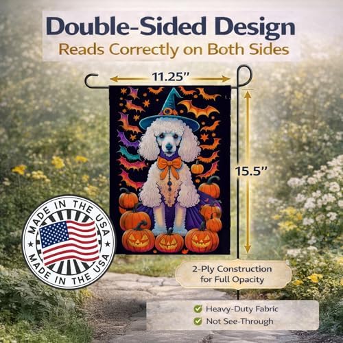Caroline's Treasures DAC1525GF White Standard Poodle Witchy Halloween Garden Flag Mailbox Flag Decorative Yard Flag Banner Outside Patio Artwork Yard Flower Beds, Garden Size, Multicolor