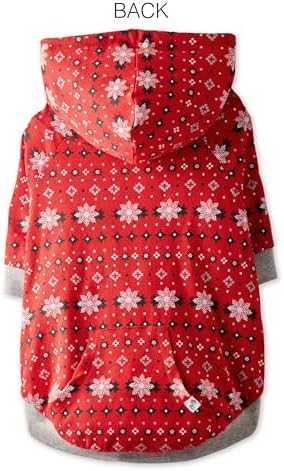 Pet Passion Rocky – The Original Lightweight Hooded Tee 100% Organic Cotton Dog Hoodie Pet Coat Sweater for All Sized Dogs, Red Fair Isle, Small (10-25 lbs)