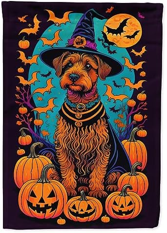 Caroline's Treasures DAC1541CHF Welsh Terrier Witchy Halloween House Flag Large Porch Sleeve Pole Decorative Outside Yard Banner Artwork Wall Hanging, Polyester, House Size, Multicolor
