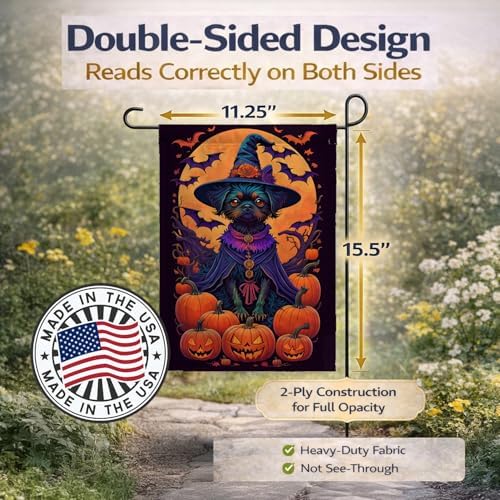 Caroline's Treasures DAC1466GF Affenpinscher Witchy Halloween Garden Flag Mailbox Flag Decorative Yard Flag Banner Outside Patio Artwork Yard Flower Beds, Garden Size, Multicolor