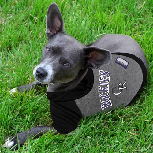 Pets First MLB Hoodie for Dogs & Cats - Colorado Rockies Dog Hooded T-Shirt, Large. - MLB Team Color Hoody (ROC-4044-LG)