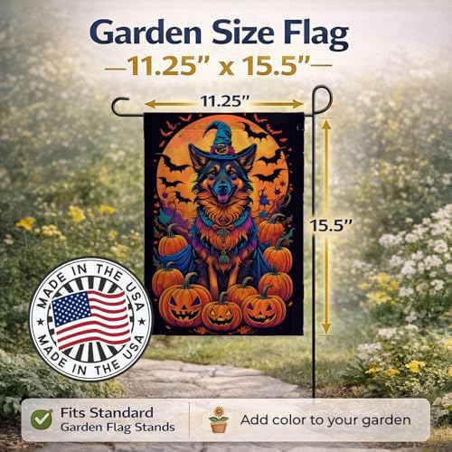 Caroline's Treasures DAC1479GF Belgian Tervuren Witchy Halloween Garden Flag Mailbox Flag Decorative Yard Flag Banner Outside Patio Artwork Yard Flower Beds, Garden Size, Multicolor