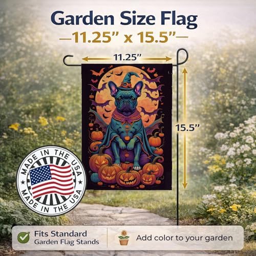 Caroline's Treasures DAC1506GF Black French Bulldog Witchy Halloween Garden Flag Mailbox Flag Decorative Yard Flag Banner Outside Patio Artwork Yard Flower Beds, Garden Size, Multicolor