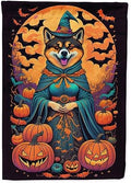 Caroline's Treasures DAC1468GF Akita Witchy Halloween Garden Flag Mailbox Flag Decorative Yard Flag Banner Outside Patio Artwork Yard Flower Beds, Garden Size, Multicolor