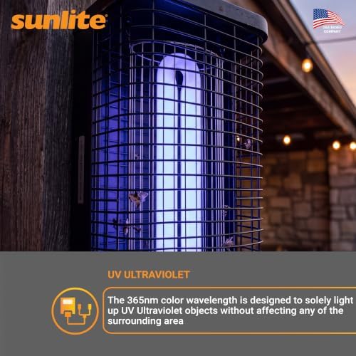Sunlite 40486-SU T8 Fluorescent U-Shaped Light Bulb, 25 Watts, UV Light, 365nm Color Wavelength, GX10q 4-Pin Base, Plug-in, 5,000 Hour Life Span, Clubs, Restaurants, Party Lights, Blacklight, 5 Count