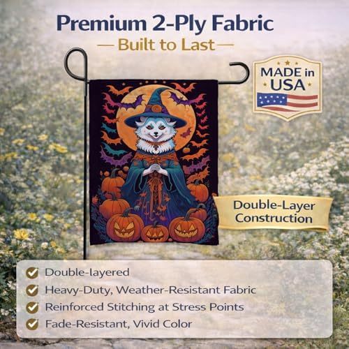 Caroline's Treasures DAC1469GF American Eskimo Witchy Halloween Garden Flag Mailbox Flag Decorative Yard Flag Banner Outside Patio Artwork Yard Flower Beds, Garden Size, Multicolor