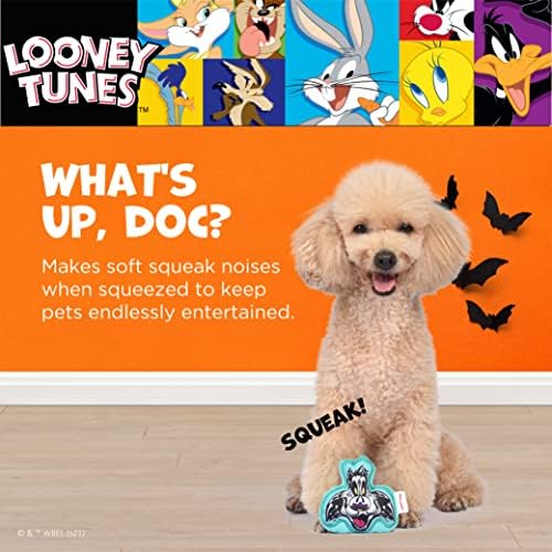 Looney Tunes Halloween Sylvester Cat Plush Dog Toy, 4 Inch