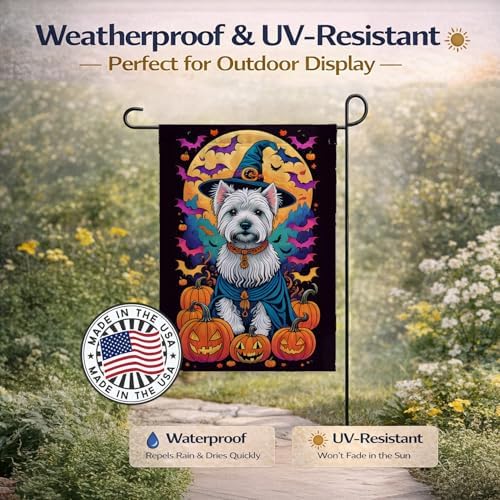 Caroline's Treasures DAC1542GF Westie Witchy Halloween Garden Flag Mailbox Flag Decorative Yard Flag Banner Outside Patio Artwork Yard Flower Beds, Garden Size, Multicolor