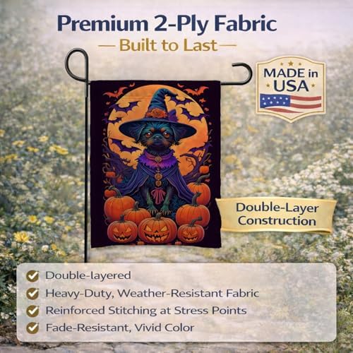 Caroline's Treasures DAC1466GF Affenpinscher Witchy Halloween Garden Flag Mailbox Flag Decorative Yard Flag Banner Outside Patio Artwork Yard Flower Beds, Garden Size, Multicolor