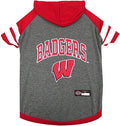 NCAA Wisconsin Badgers Hoodie for Dogs & Cats, Large Collegiate Licensed Dog Hoody Tee Shirt. Sports Hoody T-Shirt for Pets. College Sporty Dog Hoodie Shirt.