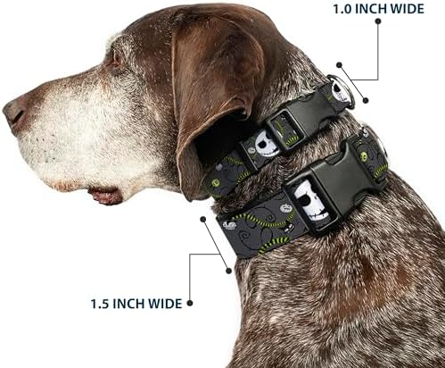 Buckle-Down Plastic Clip Collar - NBC Jack Expressions/Halloween Elements Gray - 1/2" Wide - Fits 9-15" Neck - Large