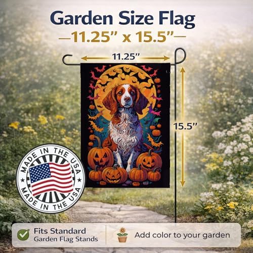 Caroline's Treasures DAC1490GF Brittany Spaniel Witchy Halloween Garden Flag Mailbox Flag Decorative Yard Flag Banner Outside Patio Artwork Yard Flower Beds, Garden Size, Multicolor