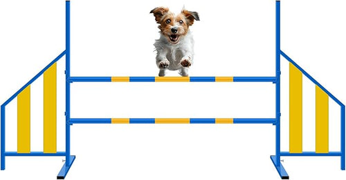 Agility Wing Jumps with Bar Dog Training Hedge Metal Frame Adjustable Pet by Seenelling