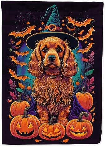 Caroline's Treasures DAC1498CHF Cocker Spaniel Witchy Halloween House Flag Large Porch Sleeve Pole Decorative Outside Yard Banner Artwork Wall Hanging, Polyester, House Size, Multicolor
