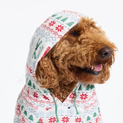Pet Passion Rocky – The Orginal Lightweight Hooded Tee 100% Organic Cotton Dog Hoodie Pet Coat Sweater for Small, Medium, Large Dogs, Fair Isle Ski, Small