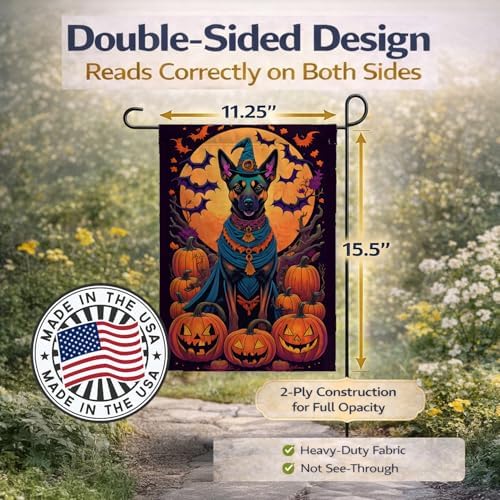 Caroline's Treasures DAC1477GF Belgian Malinois Witchy Halloween Garden Flag Mailbox Flag Decorative Yard Flag Banner Outside Patio Artwork Yard Flower Beds, Garden Size, Multicolor