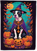 Caroline's Treasures DAC1470GF Pit Bull Terrier Witchy Halloween Garden Flag Mailbox Flag Decorative Yard Flag Banner Outside Patio Artwork Yard Flower Beds, Garden Size, Multicolor