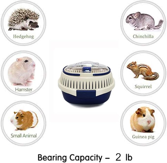 Black Travel Small Animals Hamster Hedgehog Guinea Pig Cage Carrier - Image 8