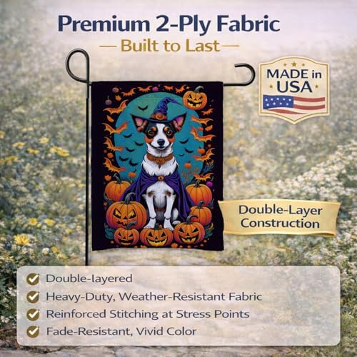 Caroline's Treasures DAC1513GF Jack Russell Terrier Witchy Halloween Garden Flag Mailbox Flag Decorative Yard Flag Banner Outside Patio Artwork Yard Flower Beds, Garden Size, Multicolor