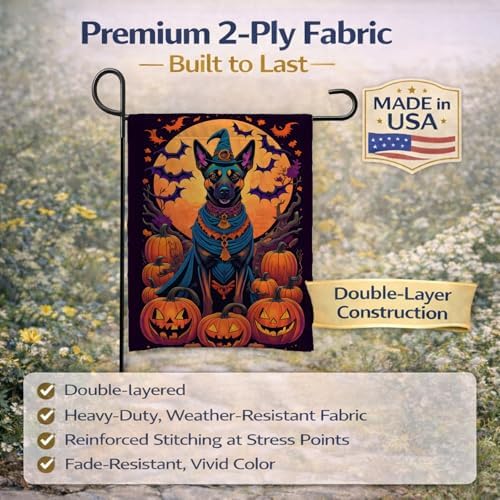 Caroline's Treasures DAC1477GF Belgian Malinois Witchy Halloween Garden Flag Mailbox Flag Decorative Yard Flag Banner Outside Patio Artwork Yard Flower Beds, Garden Size, Multicolor
