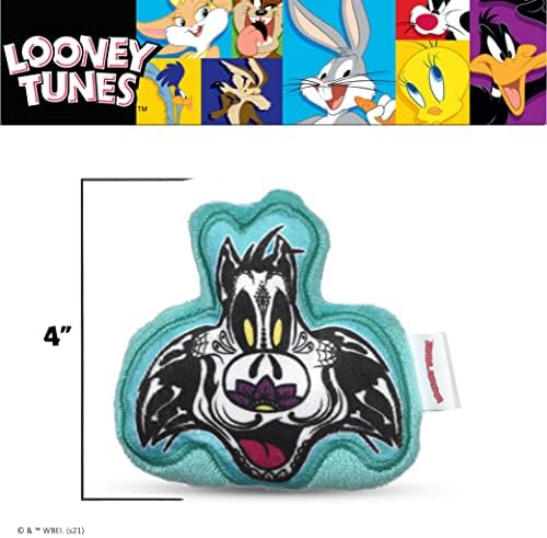 Looney Tunes Halloween Sylvester Cat Plush Dog Toy, 4 Inch