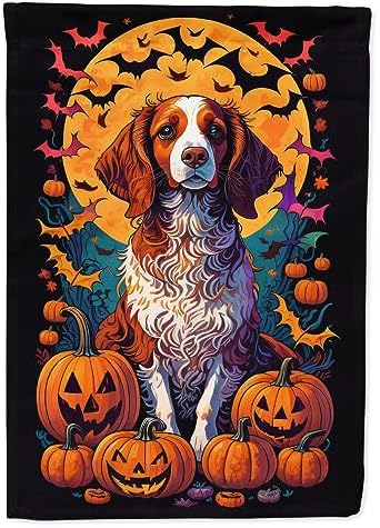 Caroline's Treasures DAC1490GF Brittany Spaniel Witchy Halloween Garden Flag Mailbox Flag Decorative Yard Flag Banner Outside Patio Artwork Yard Flower Beds, Garden Size, Multicolor