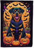 Caroline's Treasures DAC1529GF Rottweiler Witchy Halloween Garden Flag Mailbox Flag Decorative Yard Flag Banner Outside Patio Artwork Yard Flower Beds, Garden Size, Multicolor